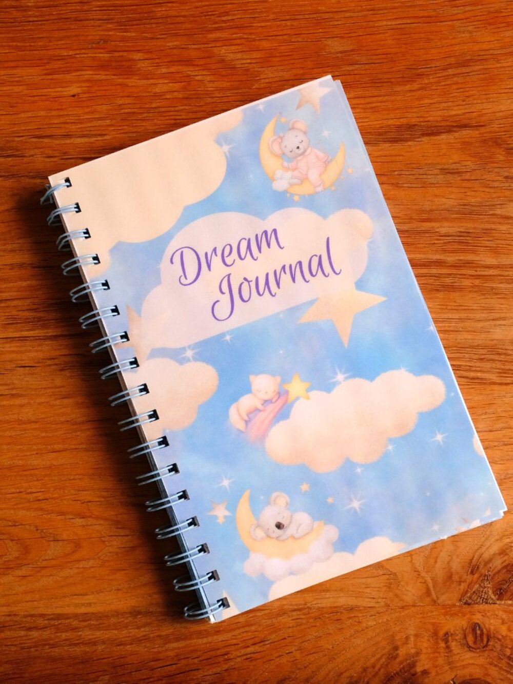 Handmade Dream Journal Bound Notebook, book, sleep, notes, gift, clouds, stars